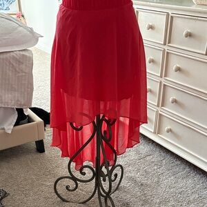 bebe Red High-Low Chiffon Skirt